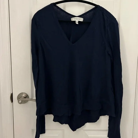 Derek Lam 10 Crosby Navy Knit Top, Sz S - Picture 2 of 6